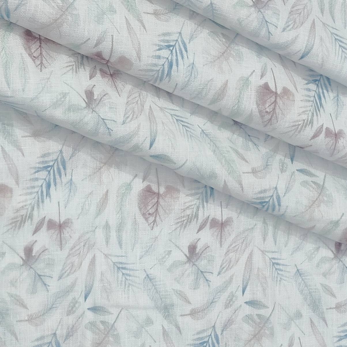 Shirt Fabric ManTire 100% Cotton Premium Linen Look Digital Print Colour Blue N Green